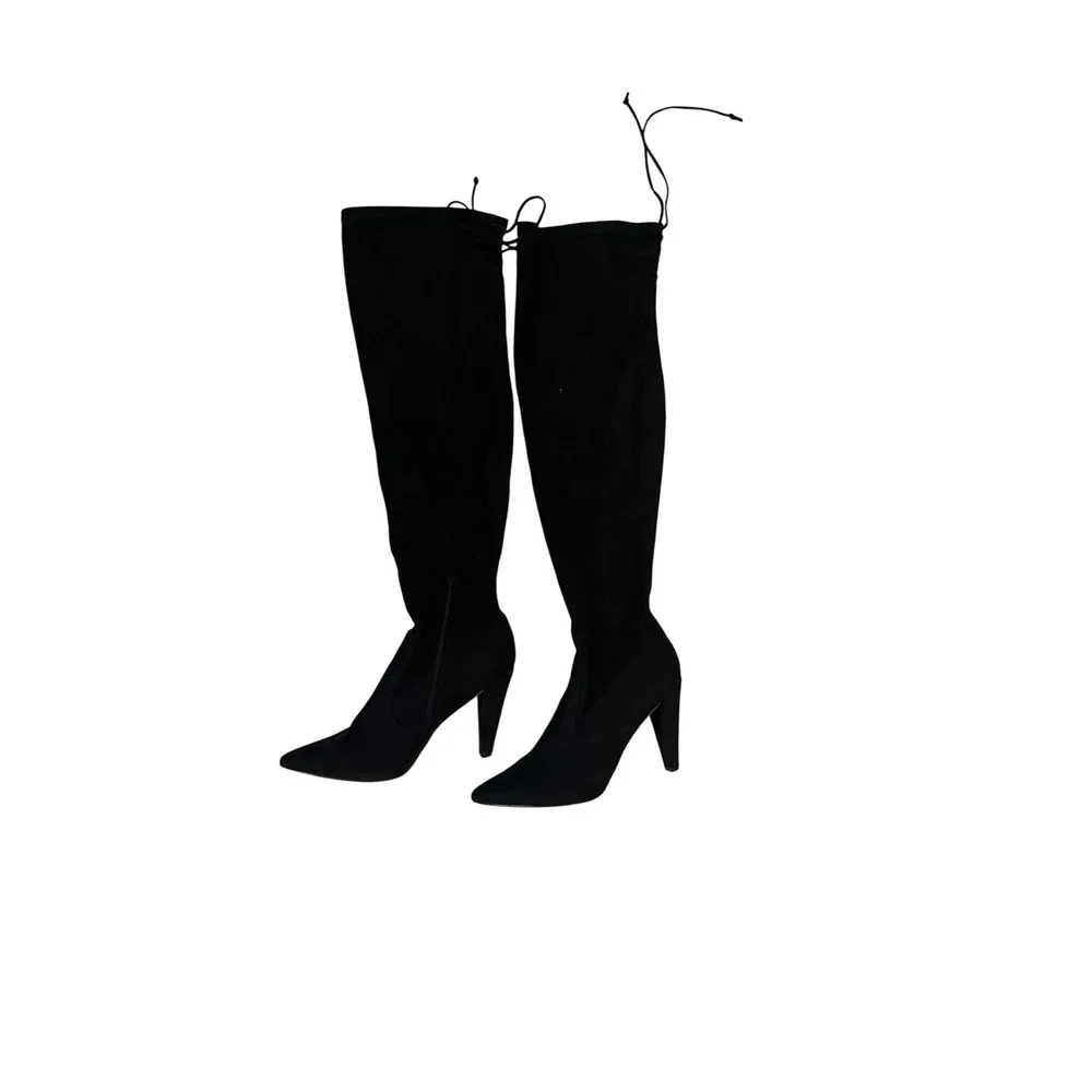 French Connection Womens Black Faux Suede Over The Knee Thigh High Boots Size 11
